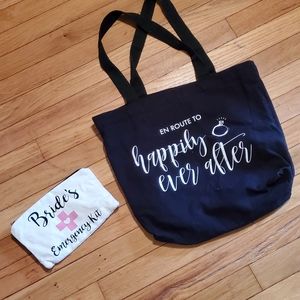 Canvas shoulder bag with mini zipper pouch (has some discoloration on part).